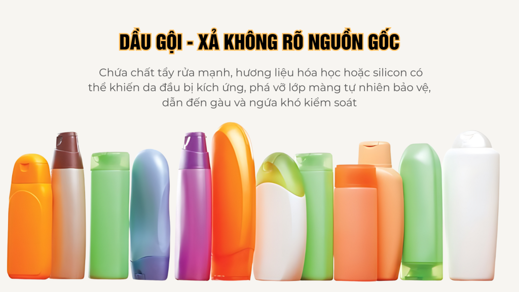 Dùng các loại dầu gội - xả không rõ thông tin