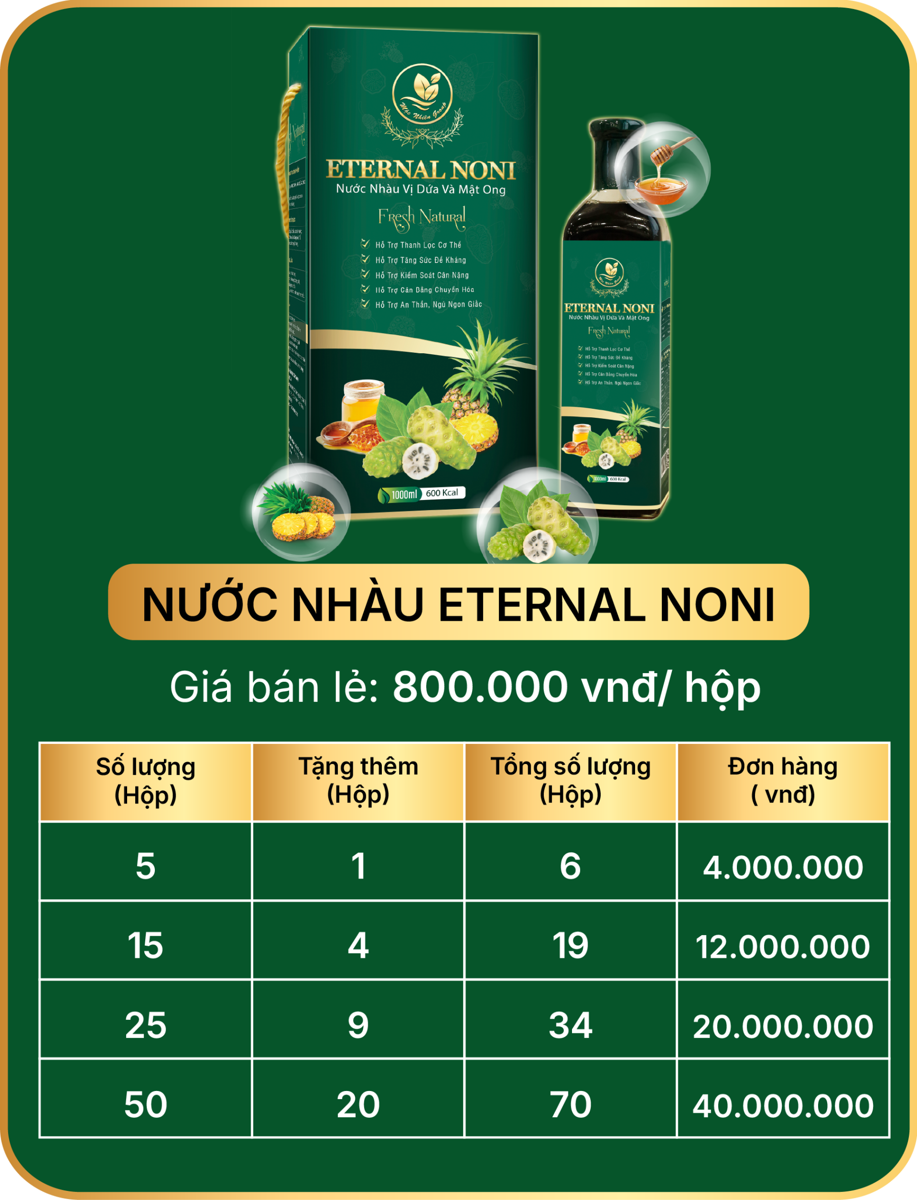 Bảng giá Nước Nhàu Eternal Noni